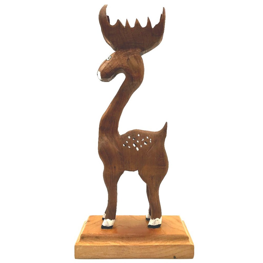 Folk Art Wood Moose/Elk/Deer Carving, 1998